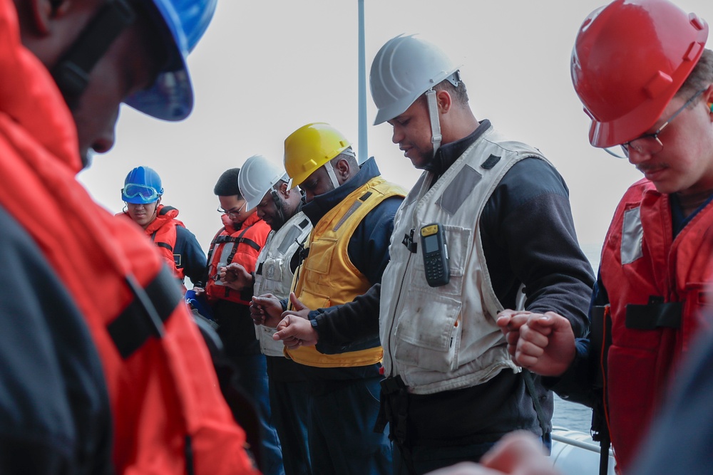 Replenishment At Sea Aboard USS Tripoli