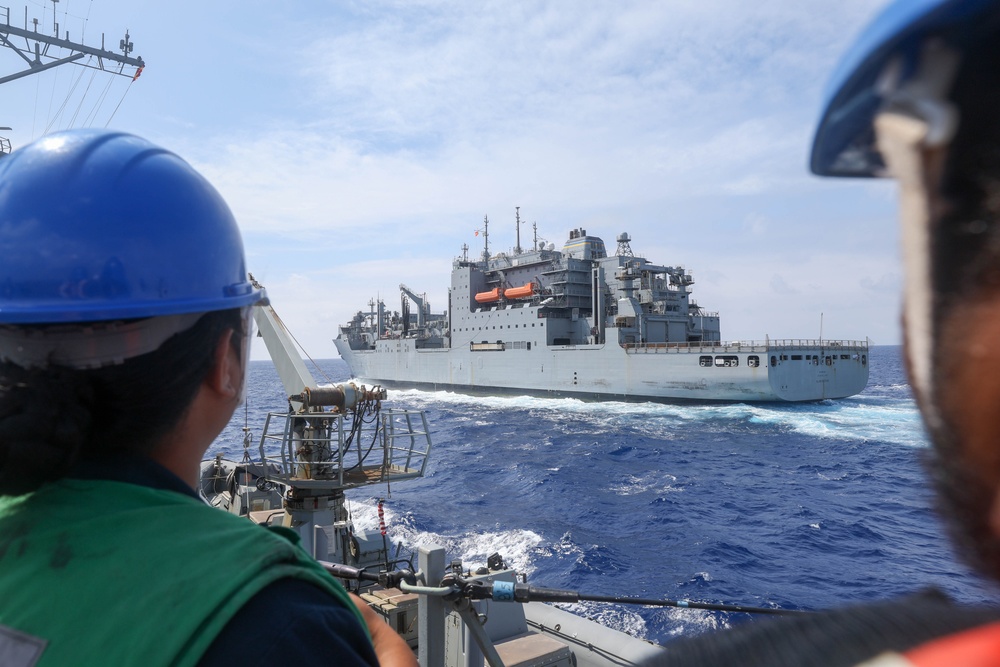 USS William P Lawrence (DDG 110) Conducts UNREP With USNS Alan Shepard (T-AKE 3)