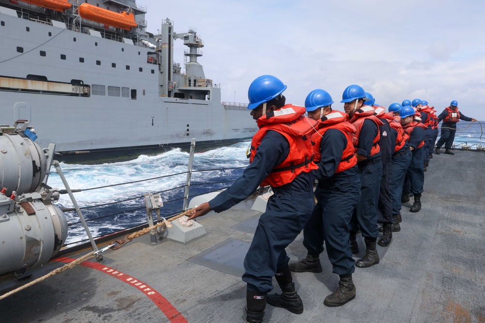 USS William P Lawrence (DDG 110) Conducts UNREP With USNS Alan Shepard (T-AKE 3)