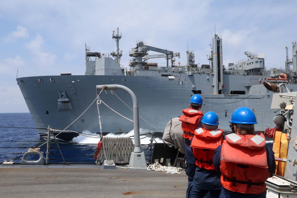 USS William P Lawrence (DDG 110) Conducts UNREP With USNS Alan Shepard (T-AKE 3)