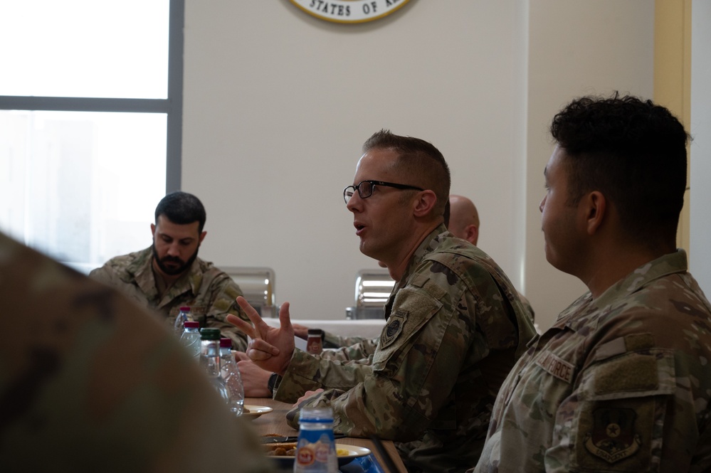 Chief Master Sgt. Wiener visits the 379th AEW during 25.2 rotation