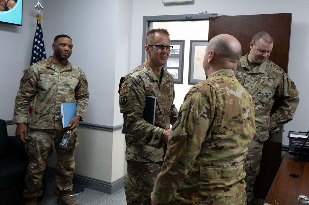 Chief Master Sgt. Wiener visits the 379th AEW during 25.2 rotation