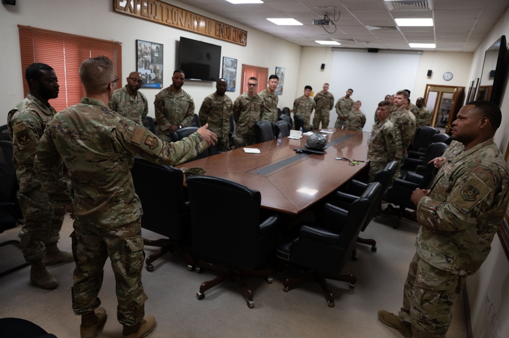 Chief Master Sgt. Wiener visits the 379th AEW during 25.2 rotation