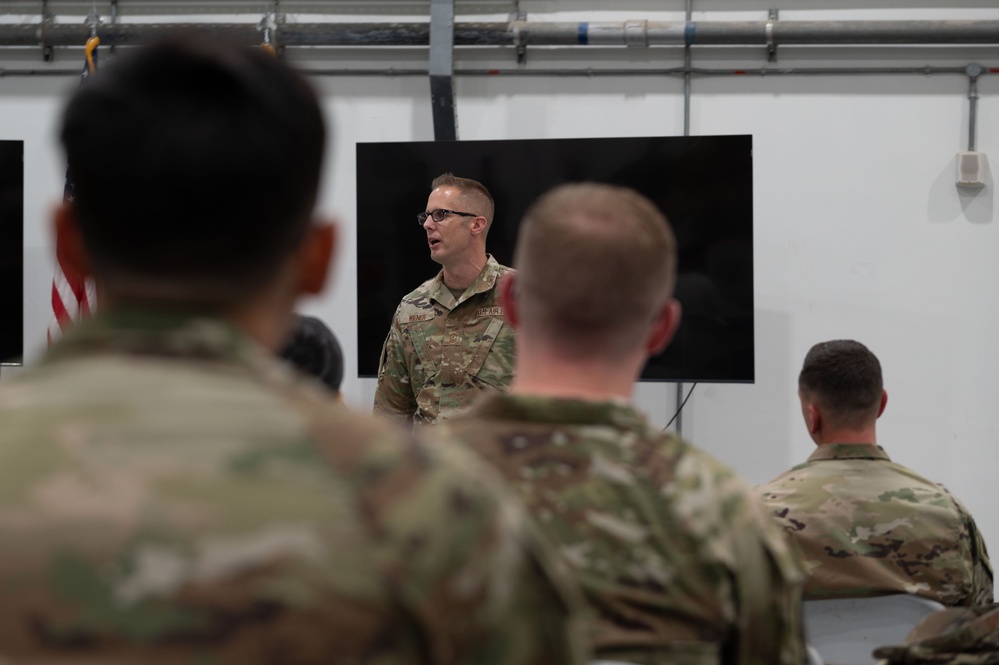 Chief Master Sgt. Wiener visits the 379th AEW during 25.2 rotation