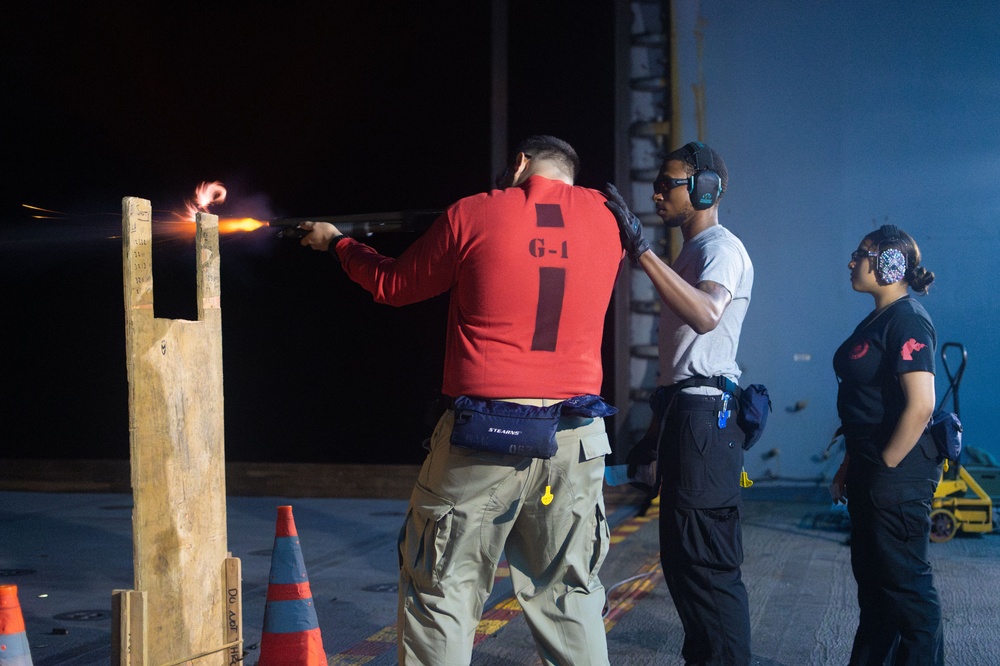 USS America (LHA 6) Conducts Small Arms Gun Shoot