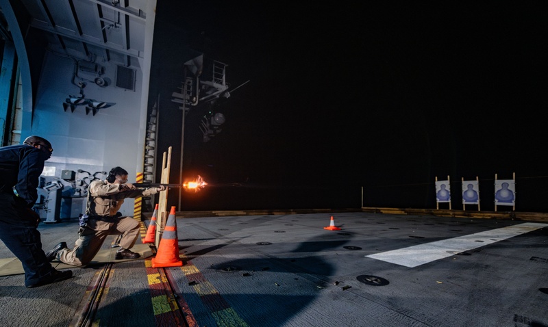 USS America (LHA 6) Conducts Small Arms Gun Shoot