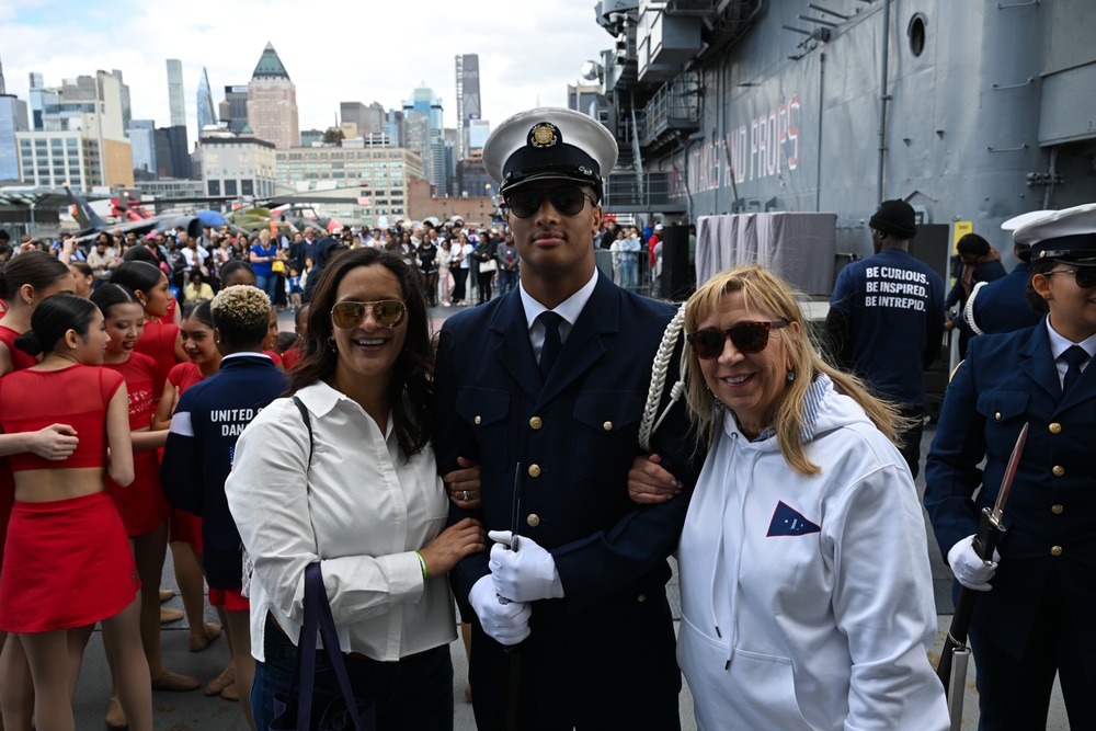 Coast Guard Silent Drill Team performs aboard USS Intrepid during Fleet Week New York