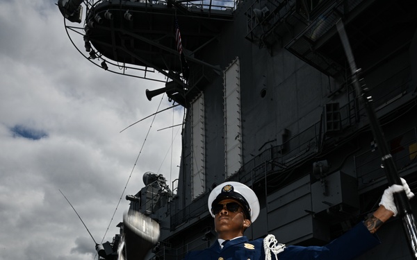 Coast Guard Silent Drill Team performs aboard USS Intrepid during Fleet Week New York
