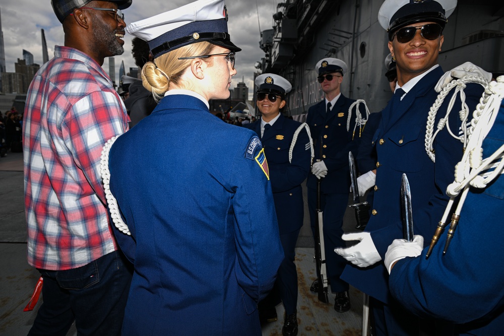 Coast Guard Silent Drill Team performs aboard USS Intrepid during Fleet Week New York