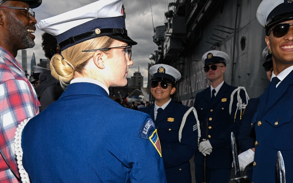 Coast Guard Silent Drill Team performs aboard USS Intrepid during Fleet Week New York