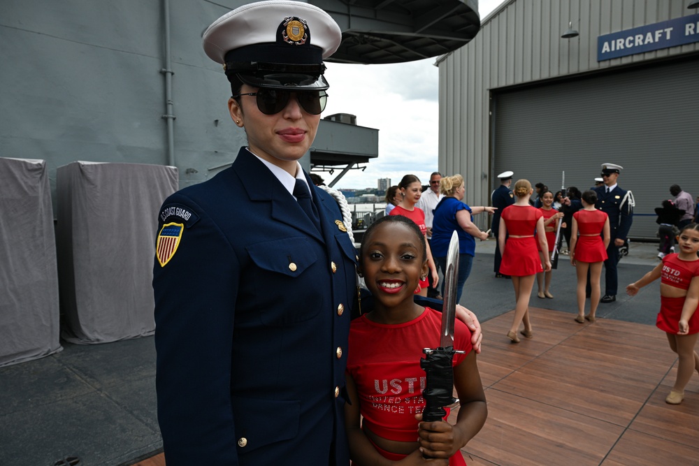 Coast Guard Silent Drill Team performs aboard USS Intrepid during Fleet Week New York