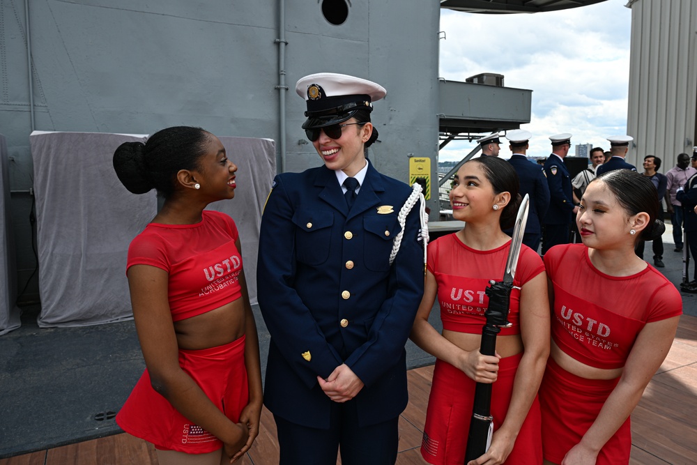 Coast Guard Silent Drill Team performs aboard USS Intrepid during Fleet Week New York