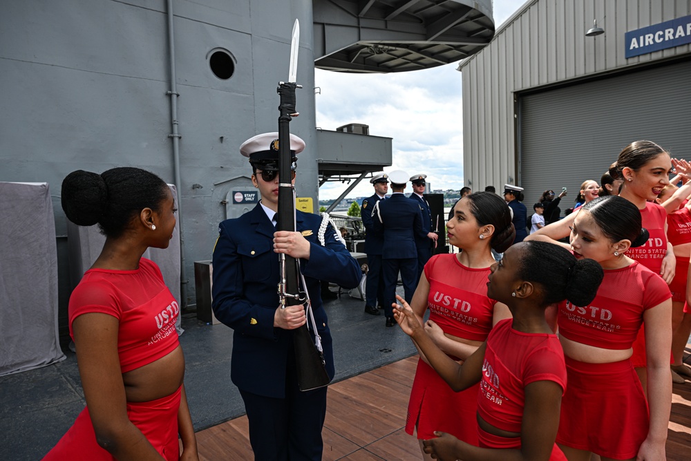 Coast Guard Silent Drill Team performs aboard USS Intrepid during Fleet Week New York