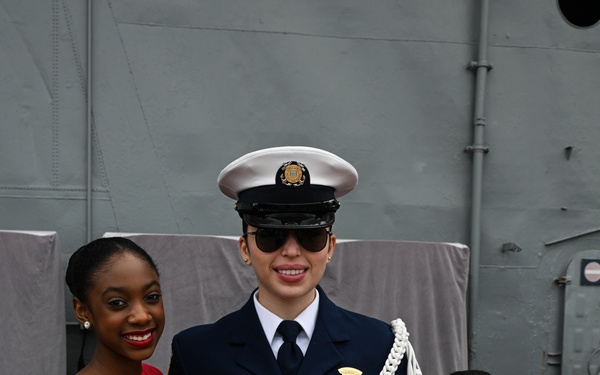 Coast Guard Silent Drill Team performs aboard USS Intrepid during Fleet Week New York