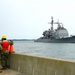 USS Gettysburg (CG 64) berths at Naval Weapons Station Yorktown after deployment