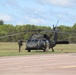 Soldiers with 13th Battalion, 100th Regiment hold slingload training at McCoy, Wisconsin National Guard Black Hawks, crews assist