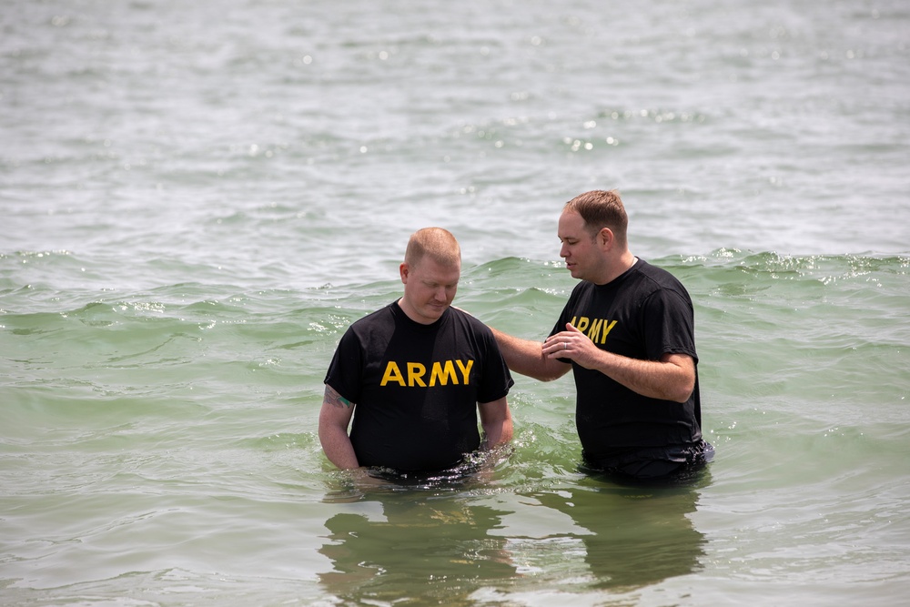 Kentucky National Guardsman baptized during Cyber Shield Exercise 2025
