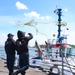#wolfpack Boatswain’s Mate 3rd Class Johnathon Reynolds throws a heaving line to an approaching tug boat