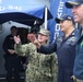 Capt. Jennifer Jones and USS Bulkeley Leadership are introduced to distinguished visitors and guests