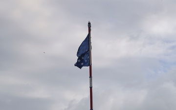 U.S. Navy #wolfpack Sailors lower the jack staff and flag from the fo’c’sle