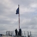 U.S. Navy #wolfpack Sailors lower the jack staff and flag from the fo’c’sle