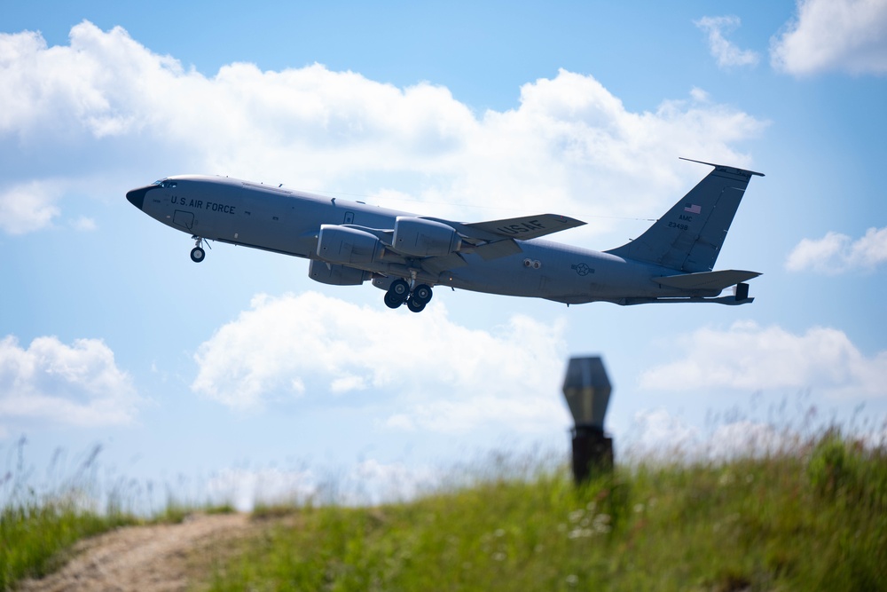 KC-135 Stratotanker takes off from Spangdahlem Air Base