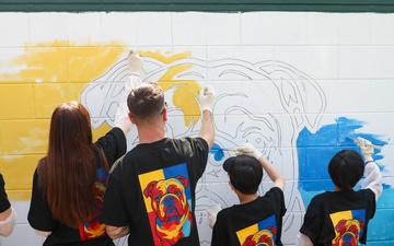 U.S. Military, Korean Children Unite for Mural Project in Yongsan