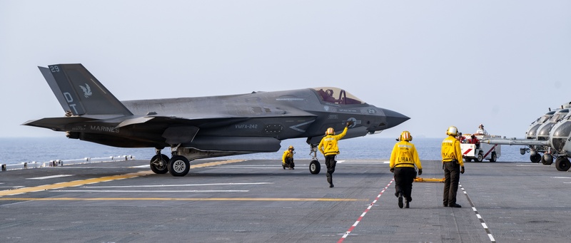 USS America (LHA 6) conducts flight operations