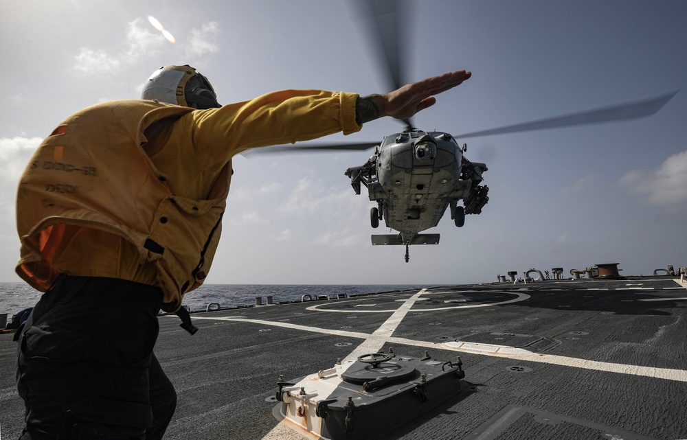 USS Milius conducts operations in the U.S. Central Command area of responsibility as part of the Carl Vinson Carrier Strike Group