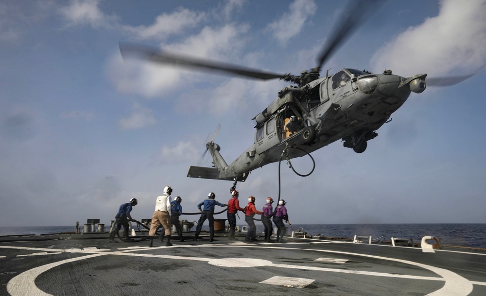 USS Milius conducts operations in the U.S. Central Command area of responsibility as part of the Carl Vinson Carrier Strike Group