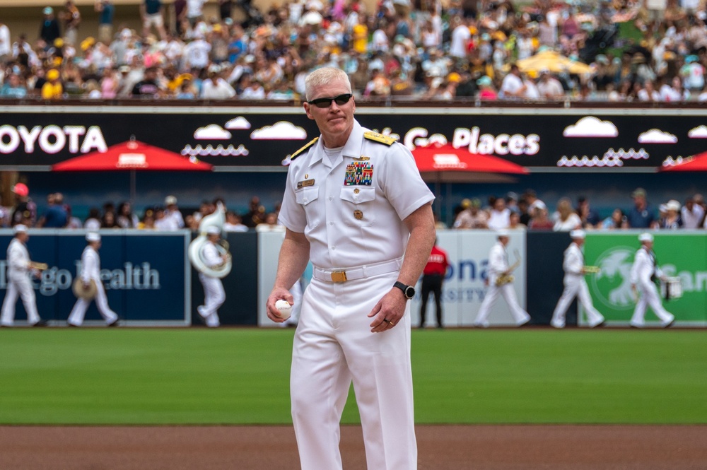 Vice Adm. John Wade Throws Ceremonial First Pitch at San Diego Padres Game