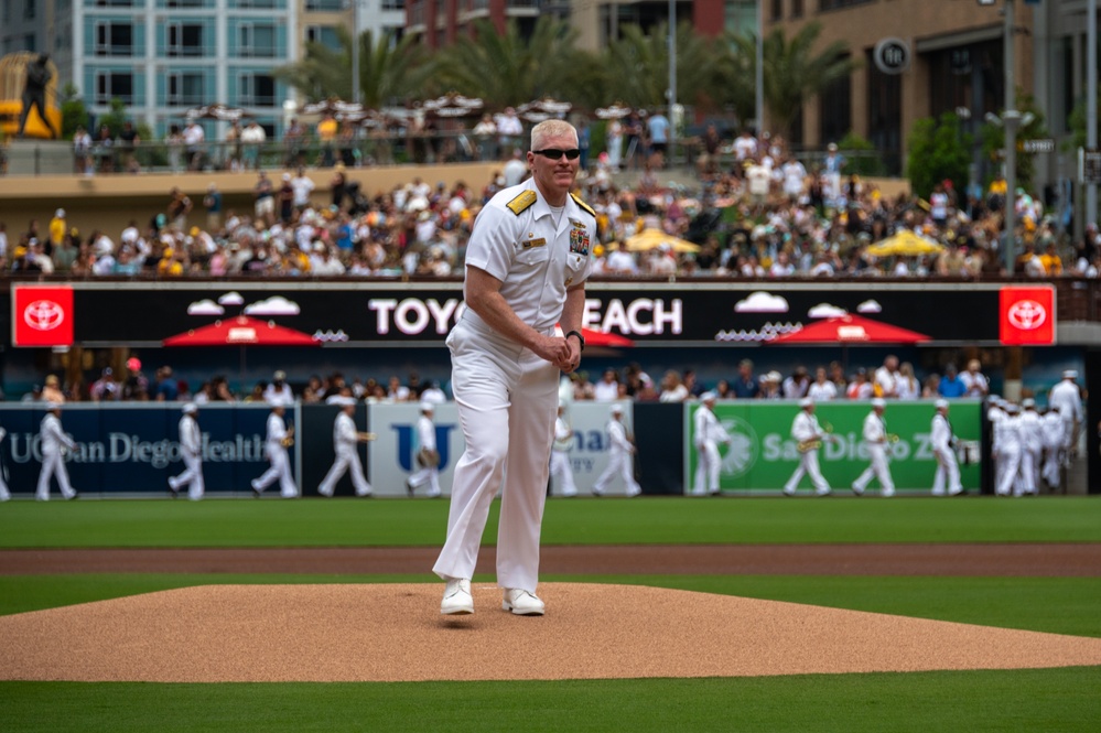 Vice Adm. John Wade Throws Ceremonial First Pitch at San Diego Padres Game
