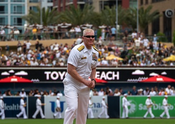 Vice Adm. John Wade Throws Ceremonial First Pitch at San Diego Padres Game