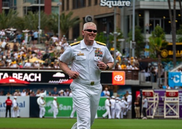 Vice Adm. John Wade Throws Ceremonial First Pitch at San Diego Padres Game