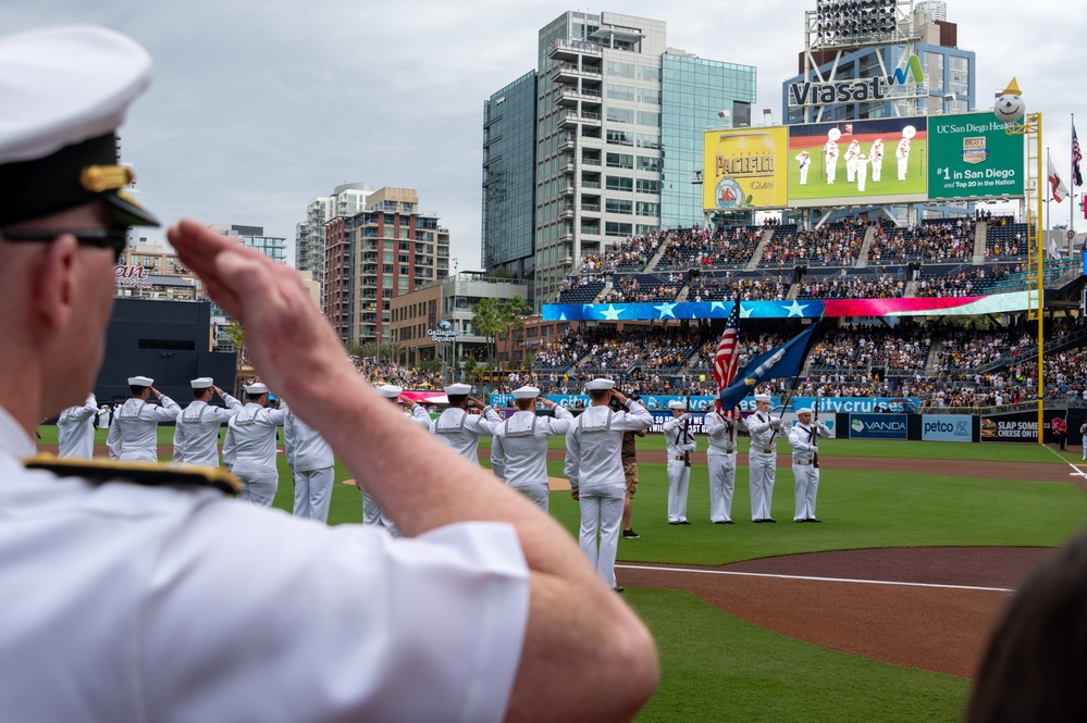 Vice Adm. John Wade Throws Ceremonial First Pitch at San Diego Padres Game