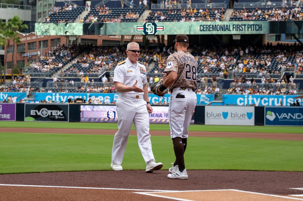 Vice Adm. John Wade Throws Ceremonial First Pitch at San Diego Padres Game