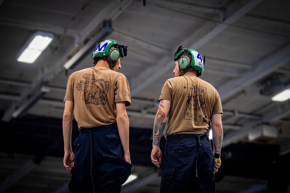 Nimitz Sailors Conduct Aircraft Maintenance