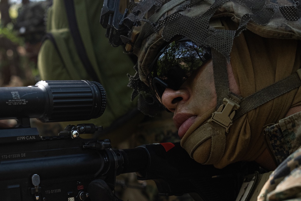 Activated Reserve Marines Patrol to a Live Fire Range during Korea Viper 25.4