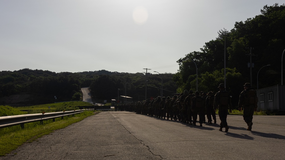 Activated Reserve Marines Patrol to a Live Fire Range during Korea Viper 25.4
