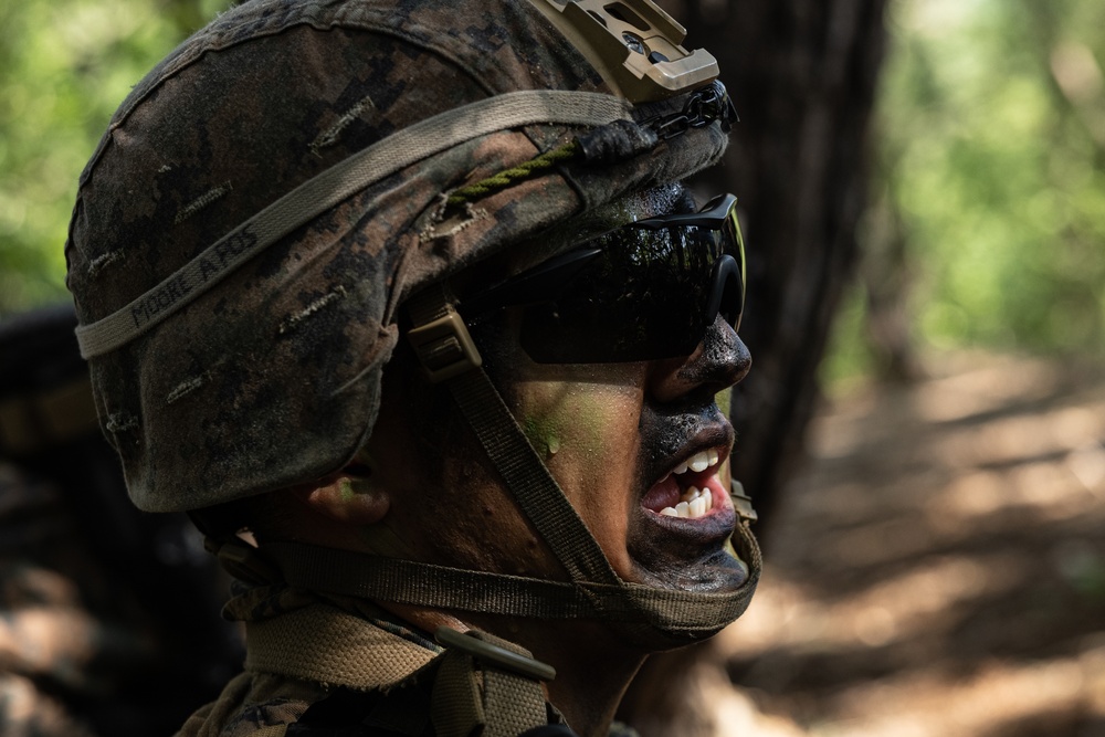 Activated Reserve Marines Patrol to a Live Fire Range during Korea Viper 25.4