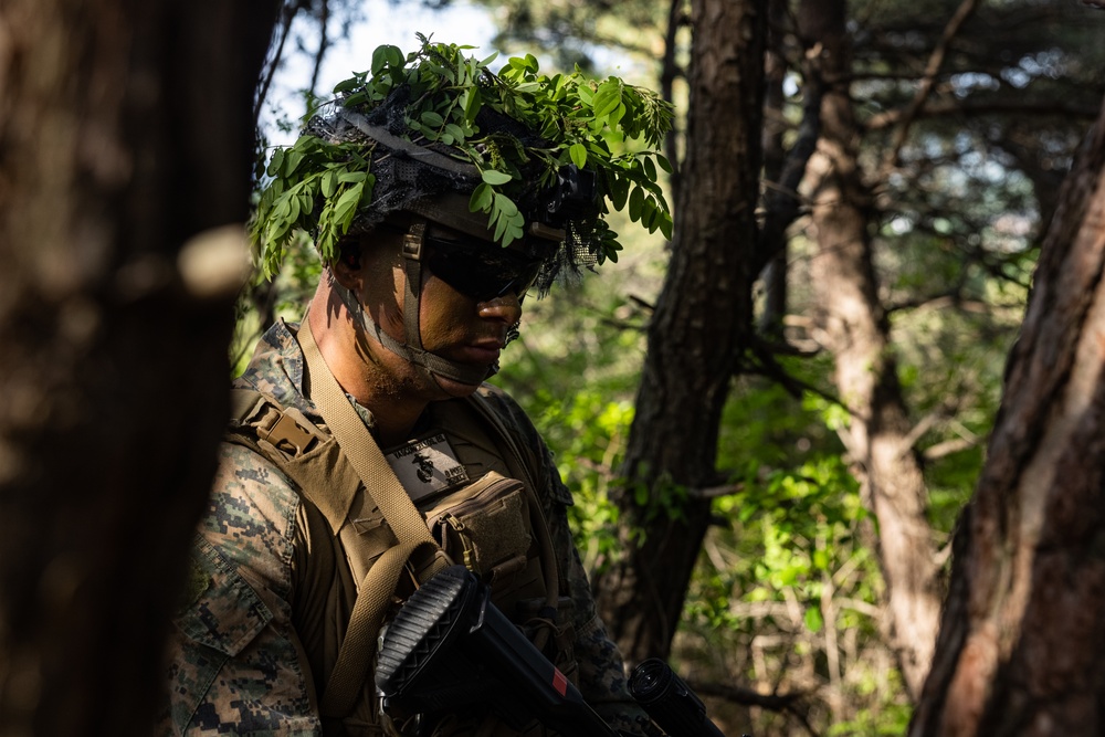 Activated Reserve Marines Patrol to a Live Fire Range during Korea Viper 25.4
