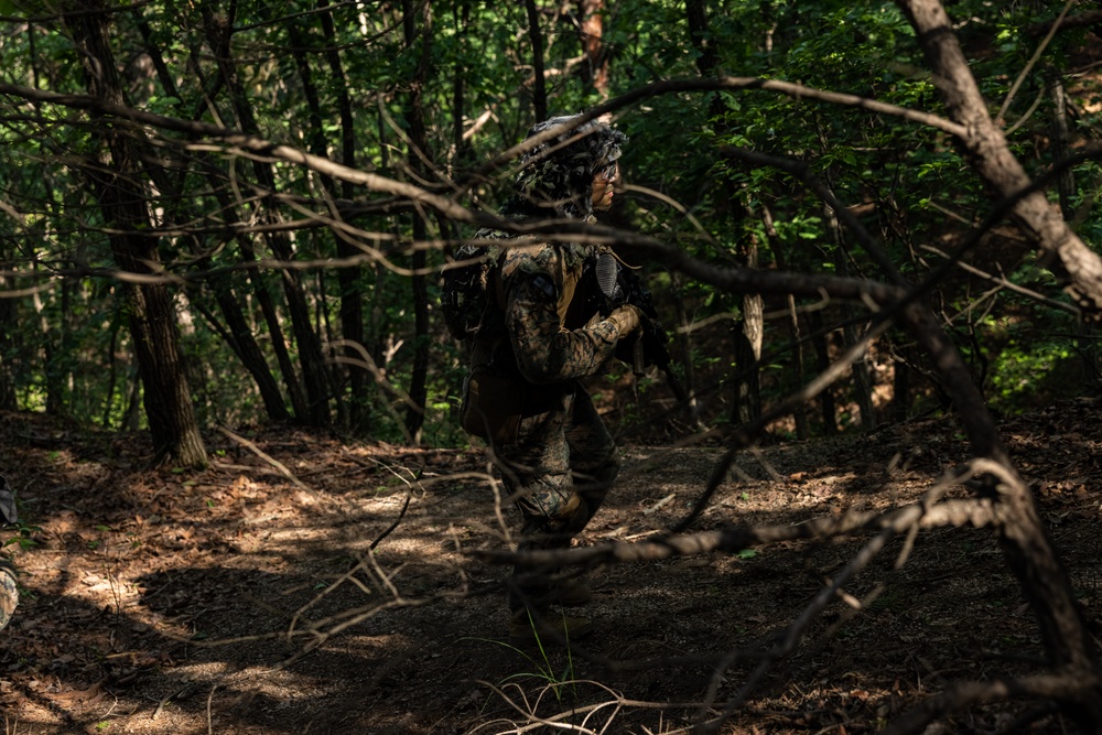 Activated Reserve Marines Patrol to a Live Fire Range during Korea Viper 25.4