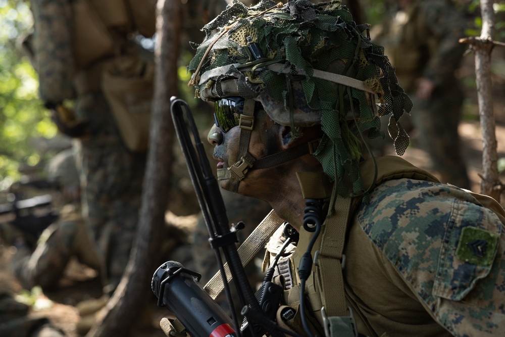 Activated Reserve Marines Patrol to a Live Fire Range during Korea Viper 25.4
