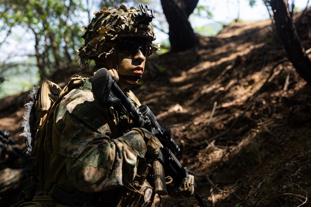 Activated Reserve Marines Patrol to a Live Fire Range during Korea Viper 25.4