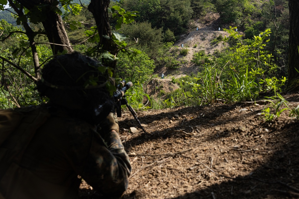 Activated Reserve Marines Patrol to a Live Fire Range during Korea Viper 25.4
