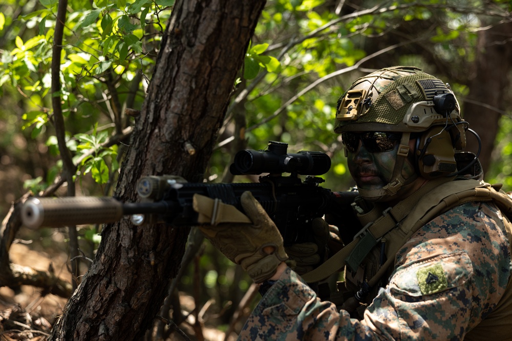 Activated Reserve Marines Patrol to a Live Fire Range during Korea Viper 25.4