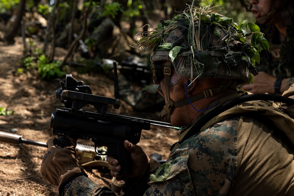 Activated Reserve Marines Patrol to a Live Fire Range during Korea Viper 25.4