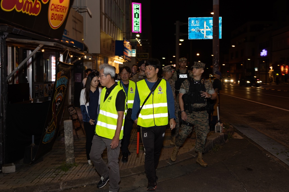 U.S. military police partner with Japanese police to conduct a Joint Law Enforcement Patrol