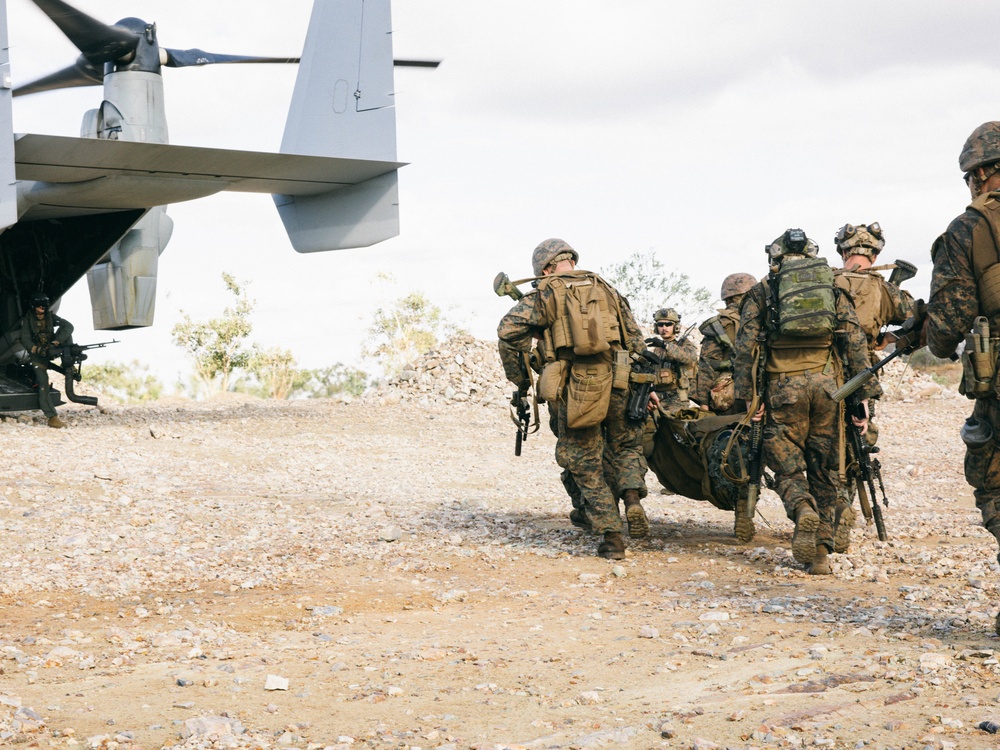 MRF-D 25.3: 2nd Bn., 1st Marines, VMM-363 conduct air assault rehearsals during Predator’s Walk