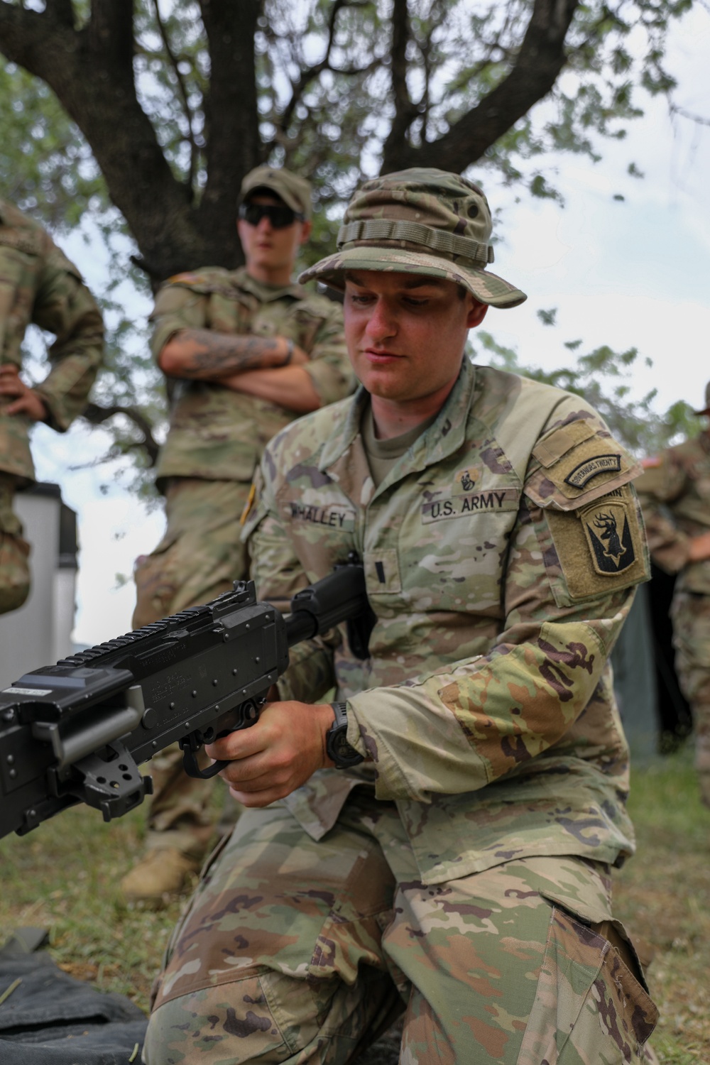Soldiers prepare for a spur ride event during exercise Immediate Response 25